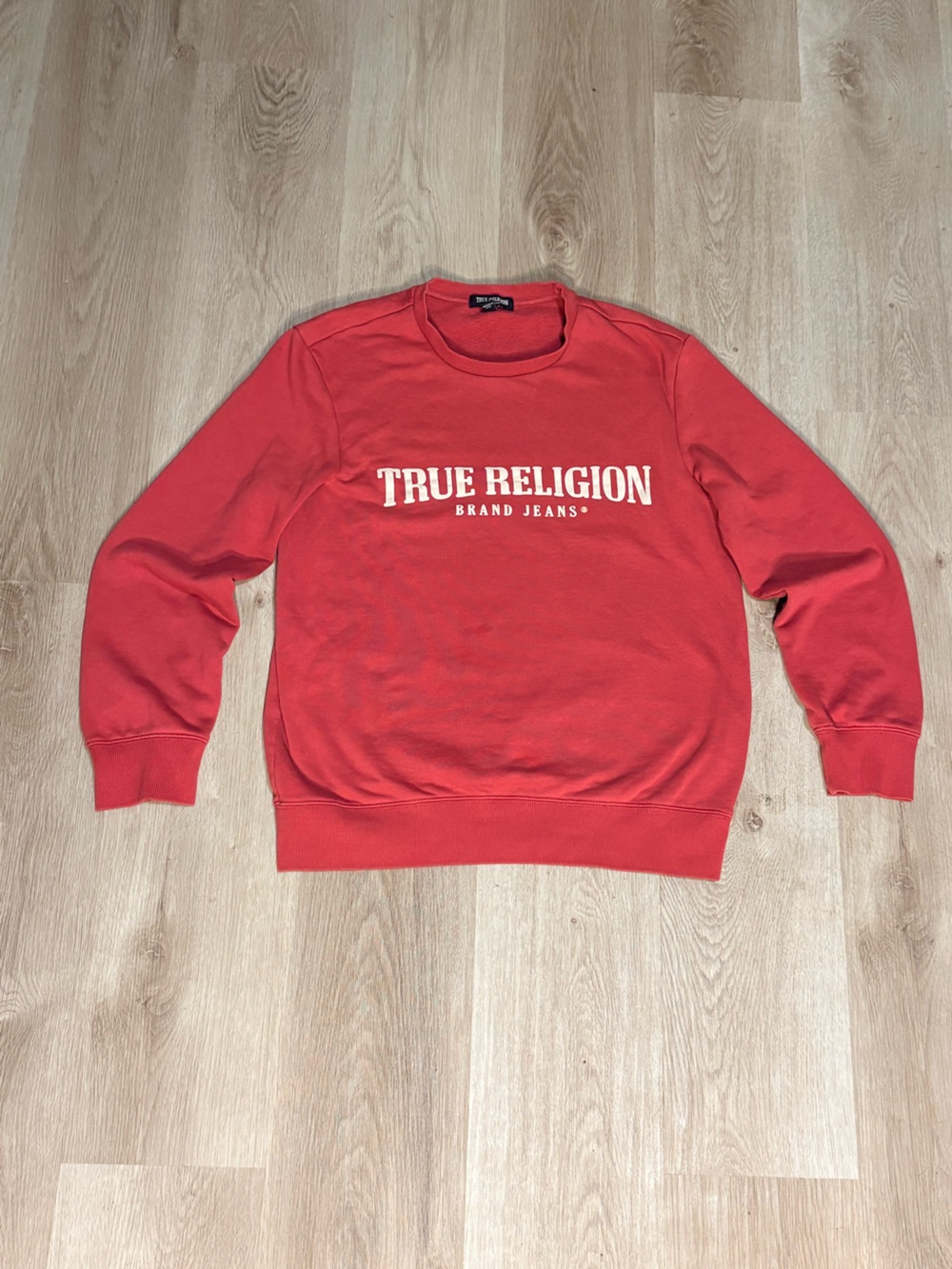 True Religion Red Sweat Shirt Women’s Size Small Crewneck Pullover Sweater